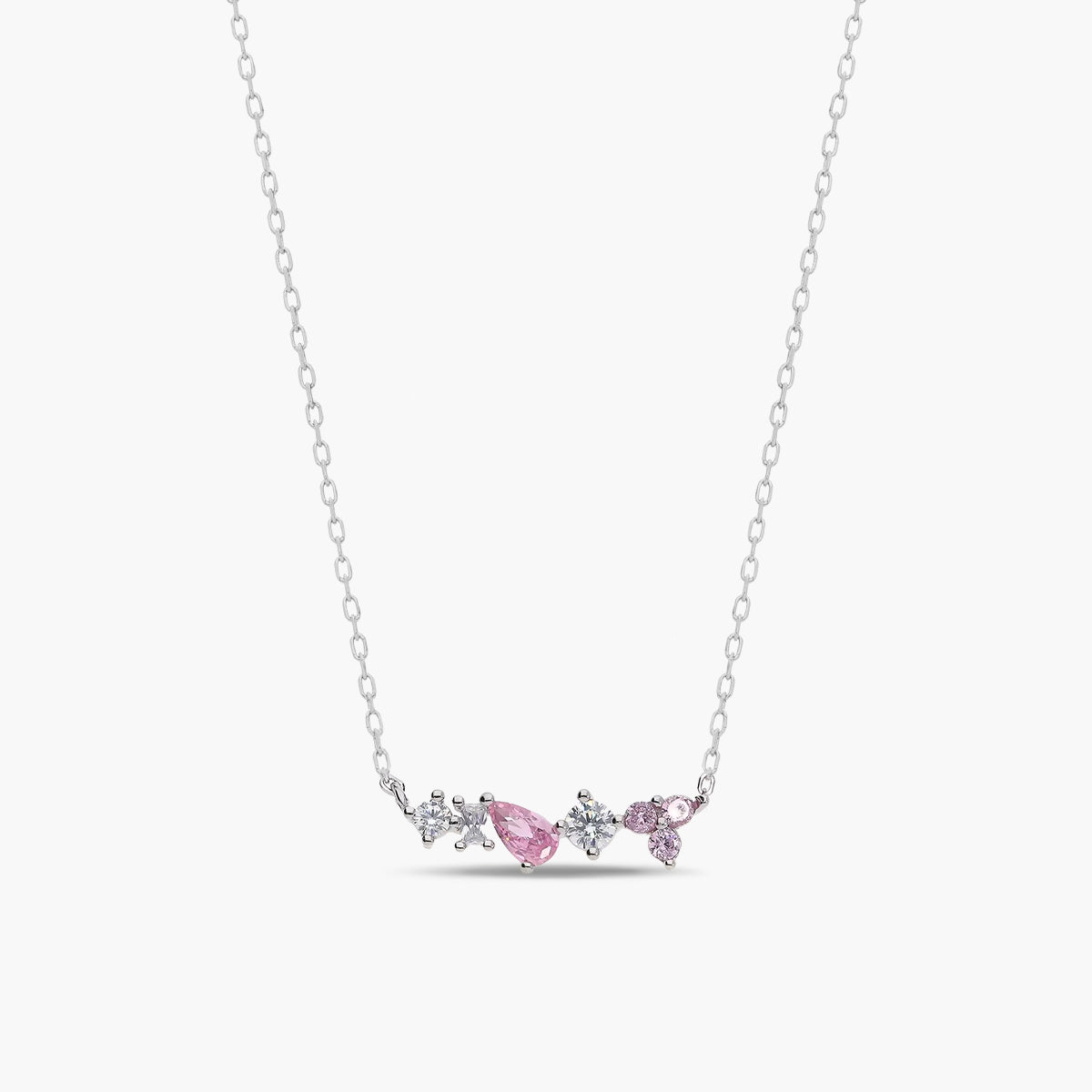 Collar de plata 1ª ley circonitas blanca y rosa 18 mm
