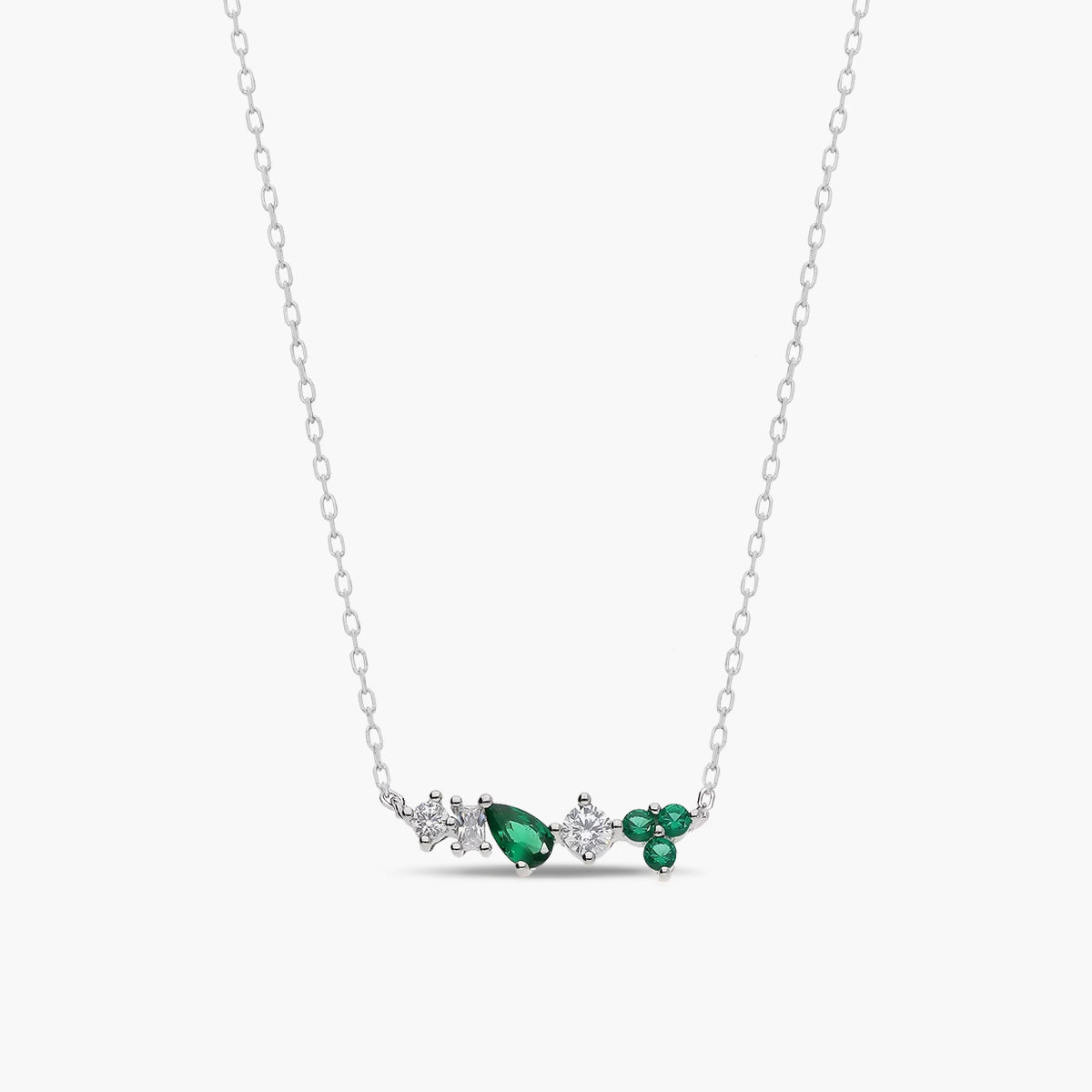 Collar de plata 1ª ley circonitas blanca y verde 18 mm