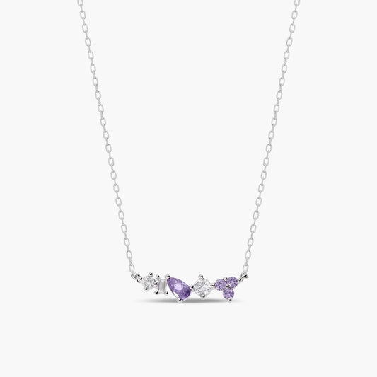 Collar de plata 1ª ley circonitas blanca y violeta 18 mm