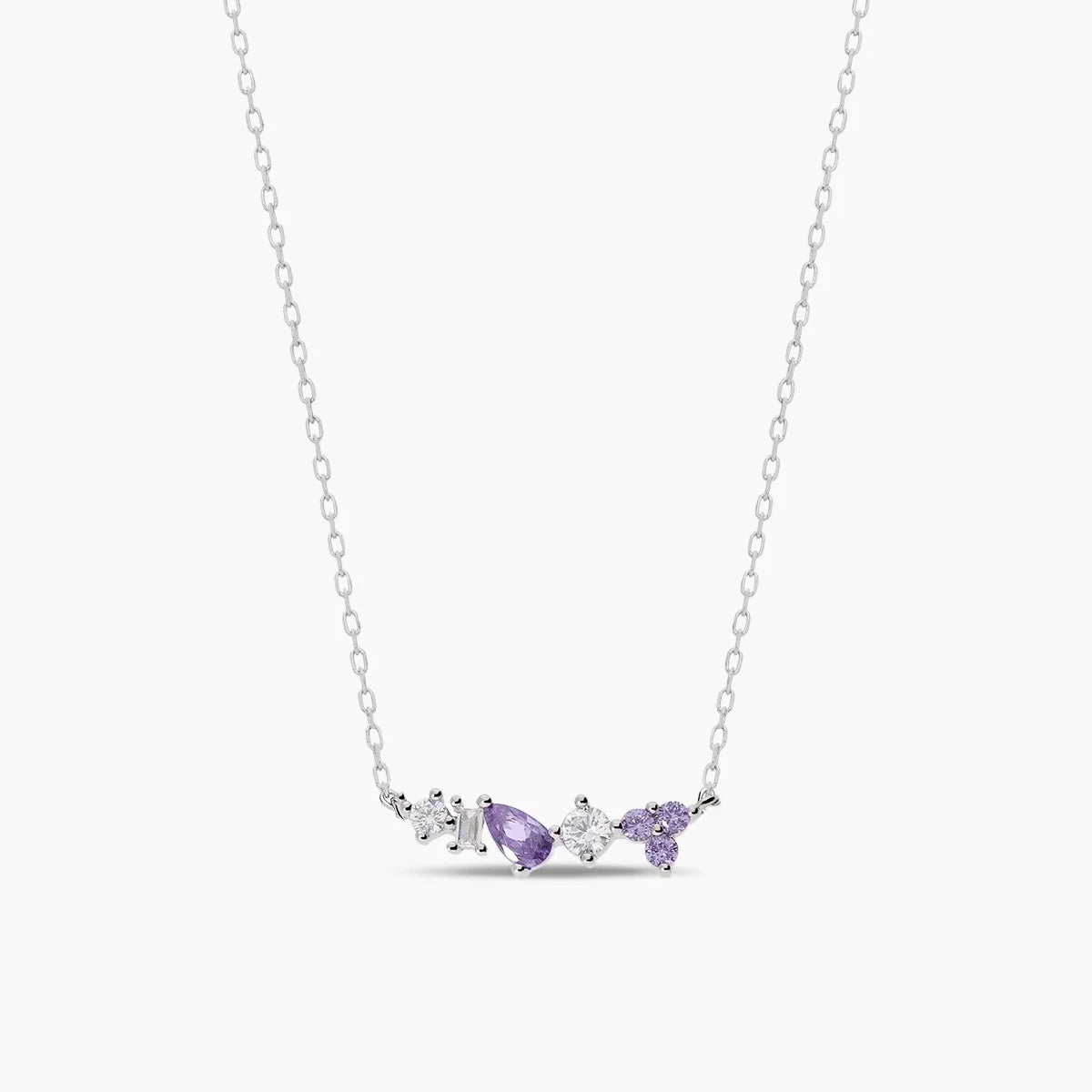 Collar de plata 1ª ley circonitas blanca y violeta 18 mm