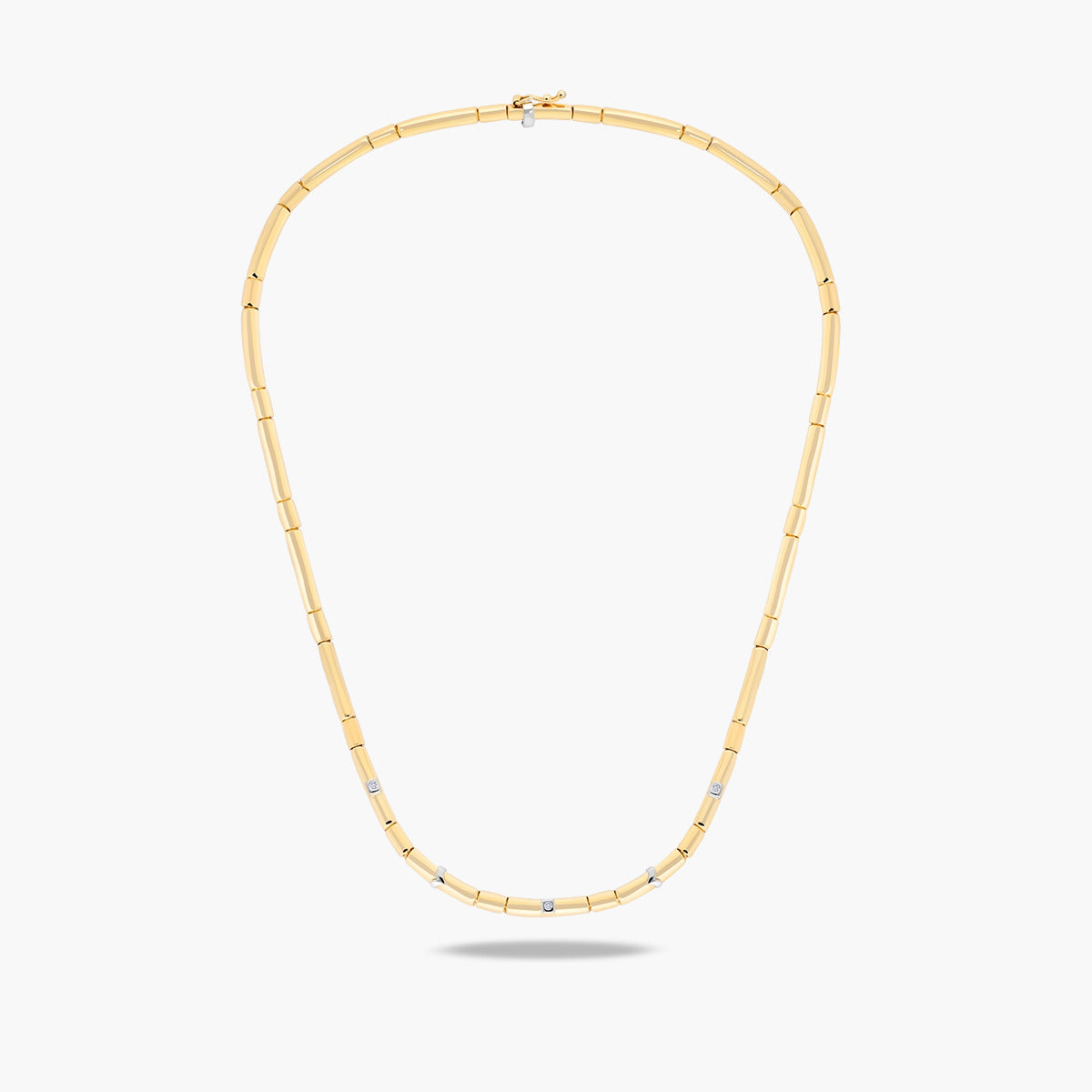 Gargantilla de oro bicolor 18K diamante natural 0.03 ct. 45 cm LUMINAIRE 80s