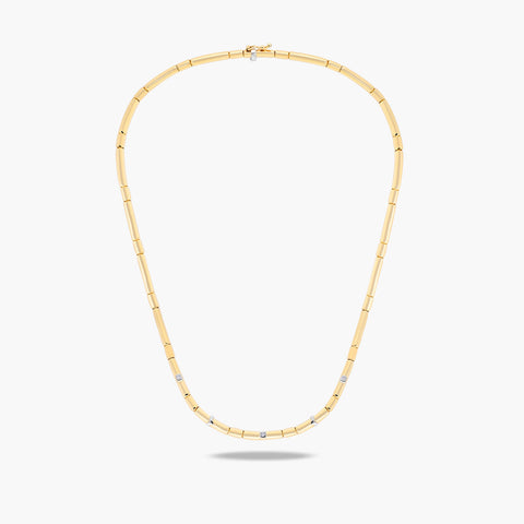 Gargantilla de oro bicolor 18K diamante natural 0.03 ct. 45 cm LUMINAIRE 80s