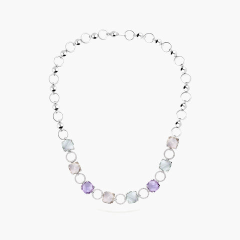 Collar de oro blanco 18K diamante natural 0.58 ct. 42 cm MIRAGE