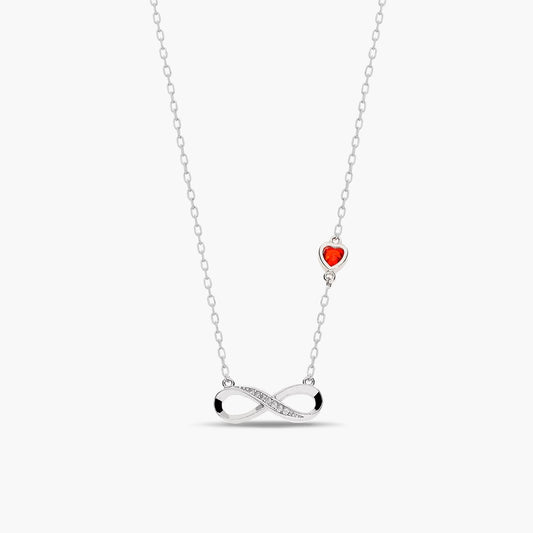 Collar infinito corazón de plata 1ª ley circonitas 18 mm