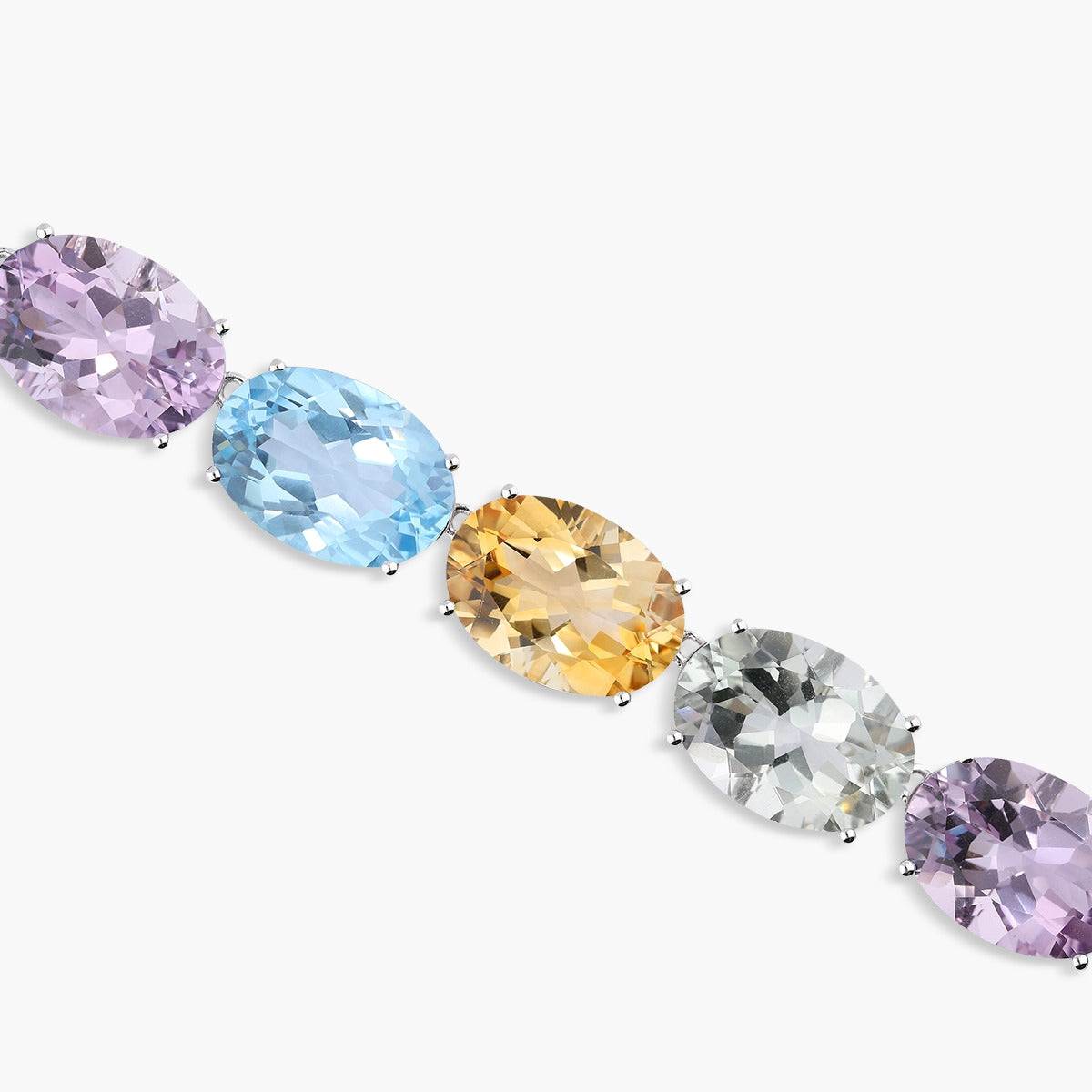 Gargantilla de plata 1ª ley amatista, topacio y citrino 40-45 cm PRISM