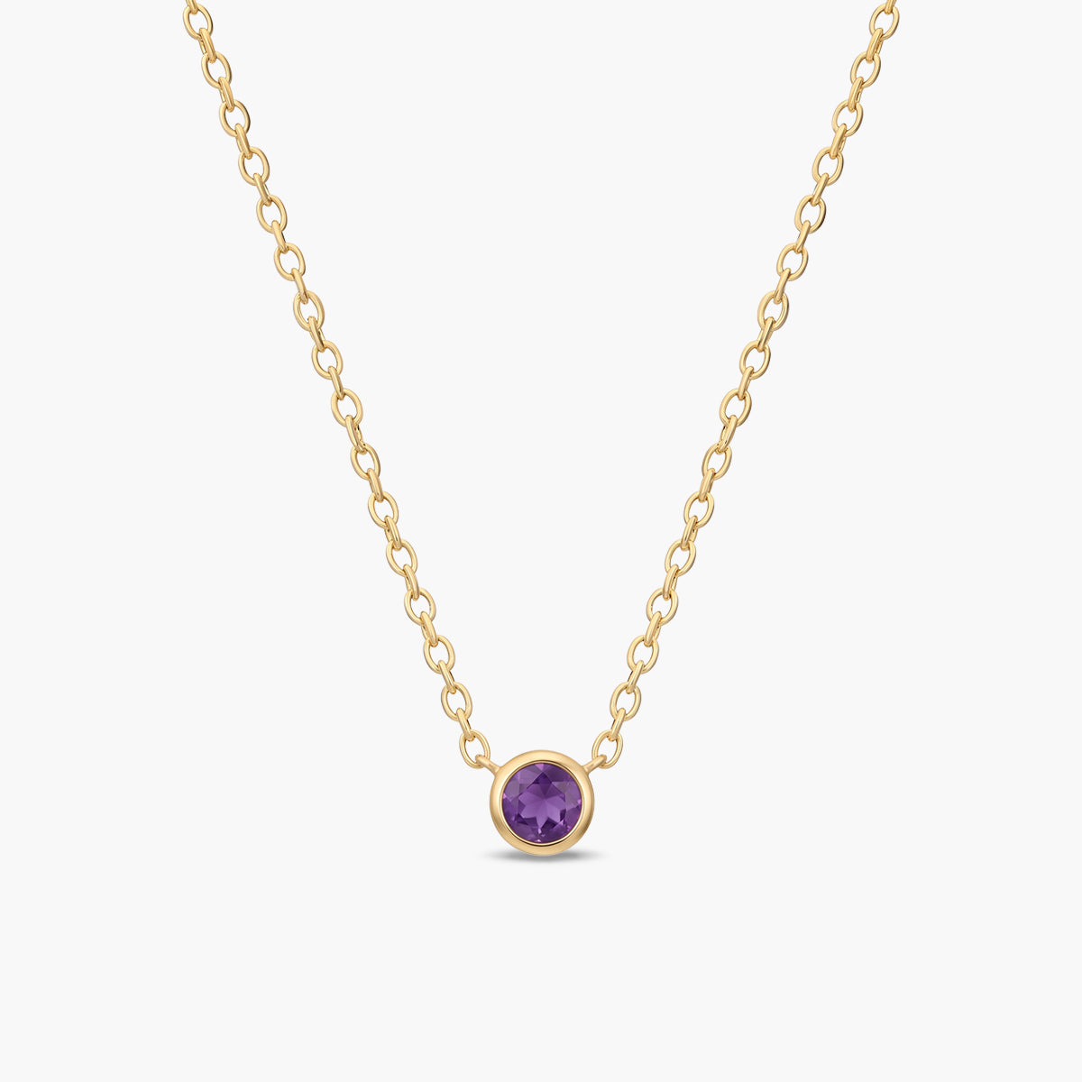 Collar de plata 1ª ley con baño de oro 18K amatista violeta 4 mm WHISPERS