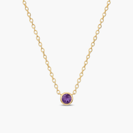Collar de plata 1ª ley con baño de oro 18K amatista violeta 4 mm WHISPERS
