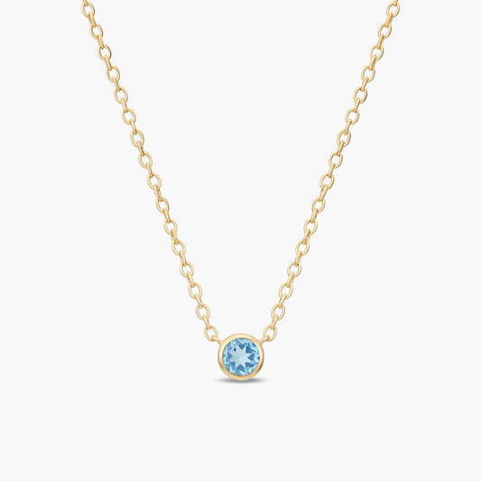 Collar de plata 1ª ley con baño de oro 18K topacio azul 4 mm WHISPERS