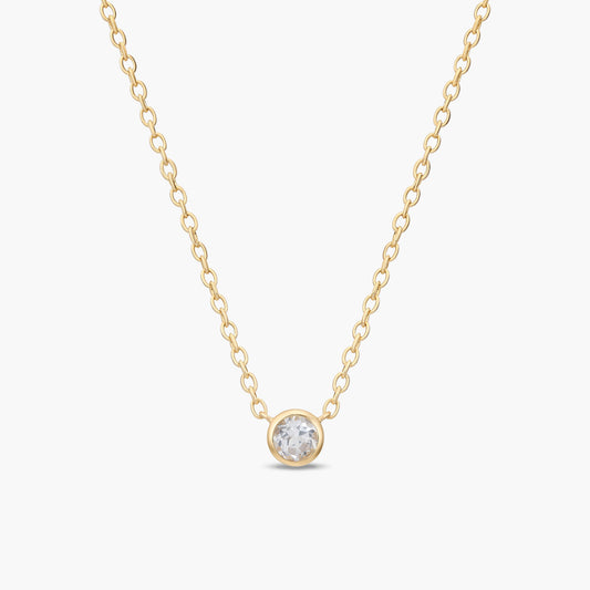 Collar de plata 1ª ley con baño de oro 18K topacio blanco 4 mm WHISPERS