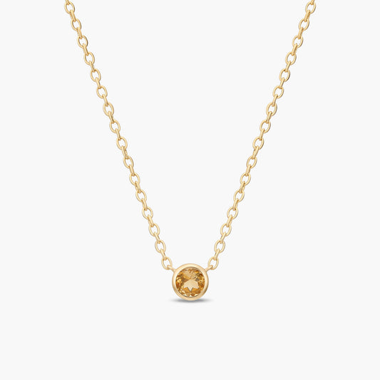 Collar de plata 1ª ley con baño de oro 18K citrino 4 mm WHISPERS