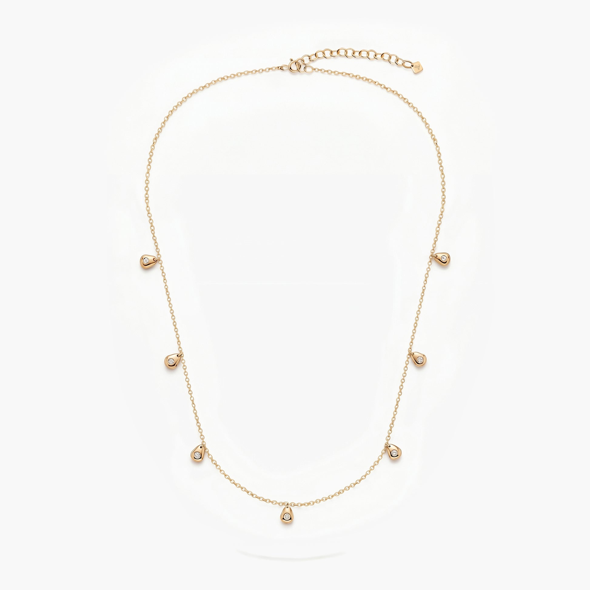 Collar de plata 1ª ley con baño de oro 18K colgantes topacio blanco 40-45 cm BLOWN