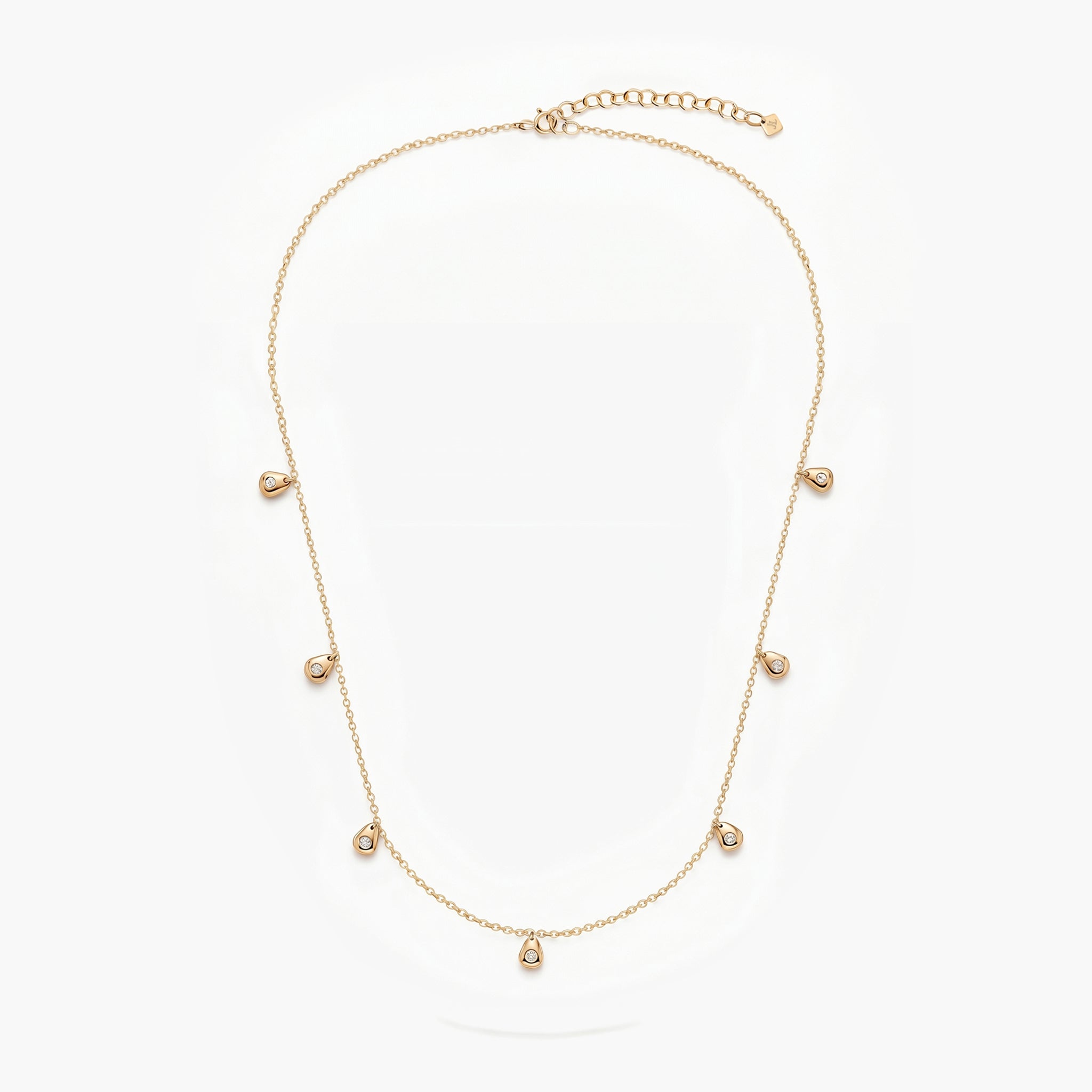 Collar de plata 1ª ley con baño de oro 18K colgantes topacio blanco 40-45 cm BLOWN