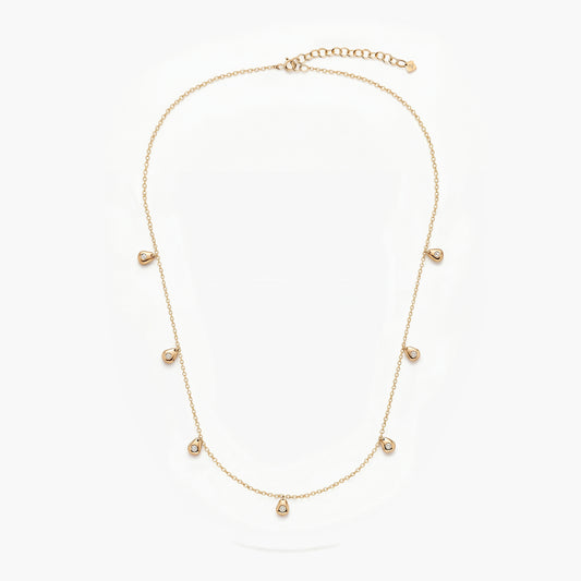 Collar de plata 1ª ley con baño de oro 18K colgantes topacio blanco 40-45 cm BLOWN
