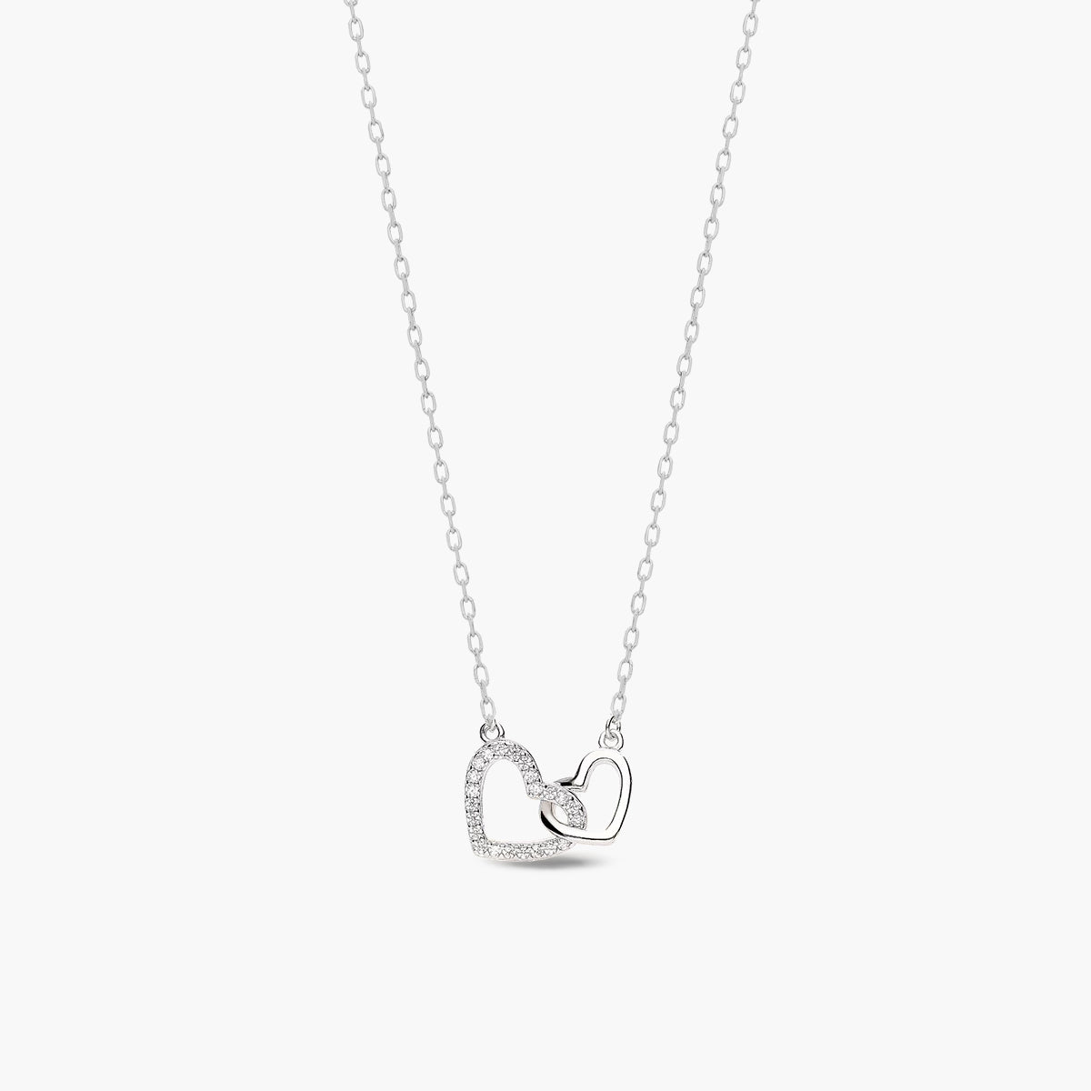 Collar silueta corazones de plata 1ª ley circonitas 16 mm