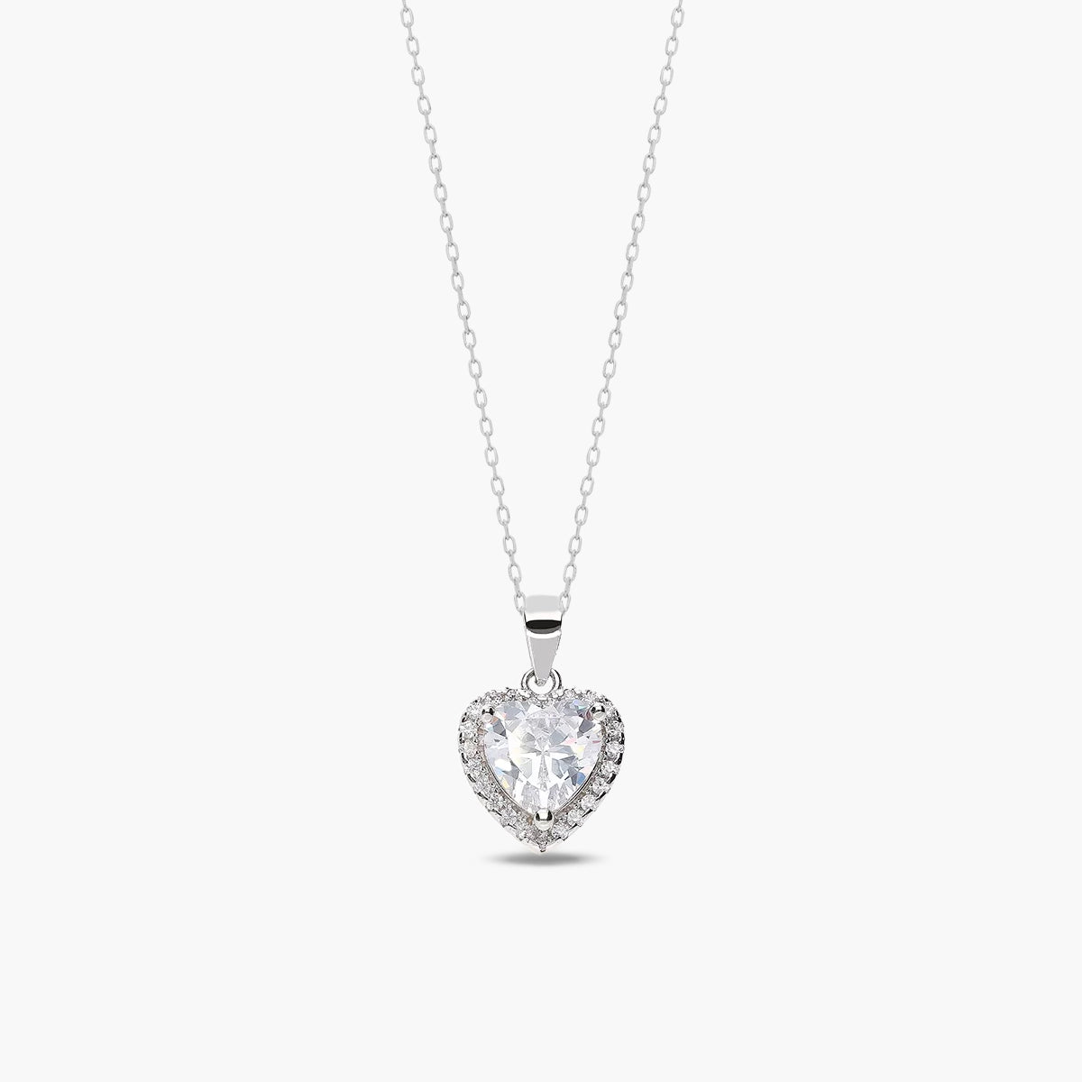 Collar corazón de plata 1ª ley circonitas 11 mm