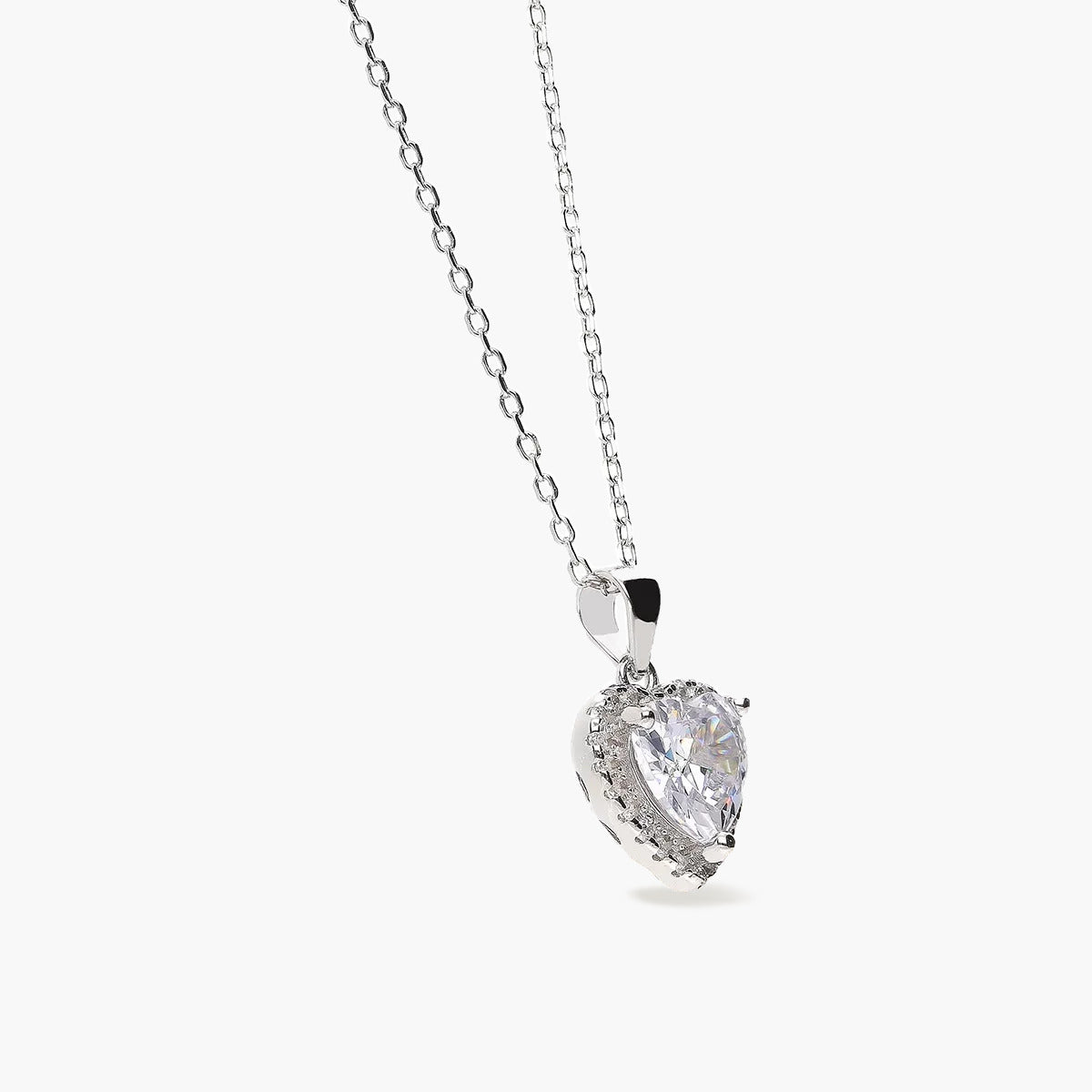 Collar corazón de plata 1ª ley circonitas 11 mm