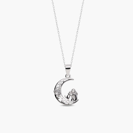 Collar luna y perro de plata 1ª ley circonita 15 mm