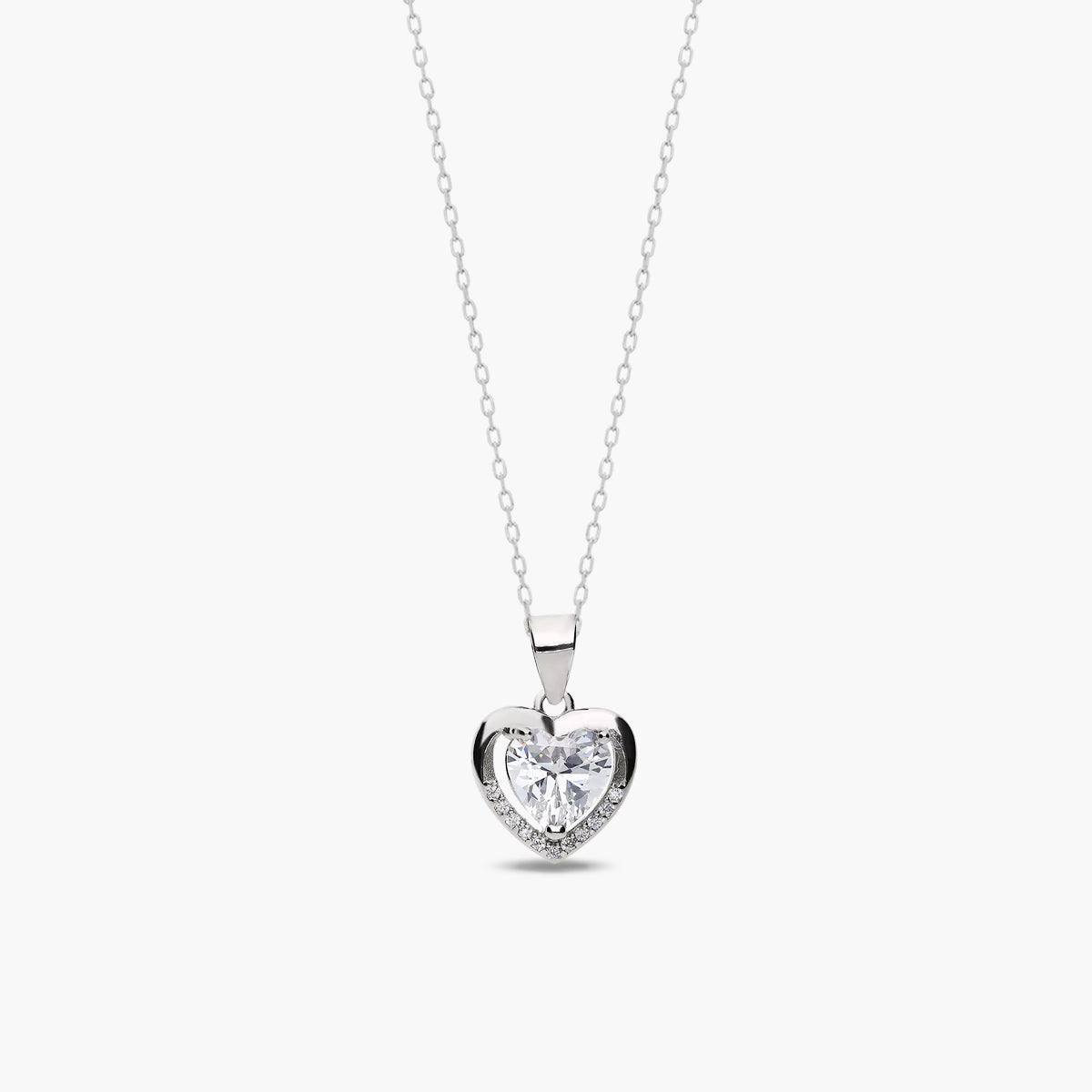 Collar corazón de plata 1ª ley circonitas 12 mm