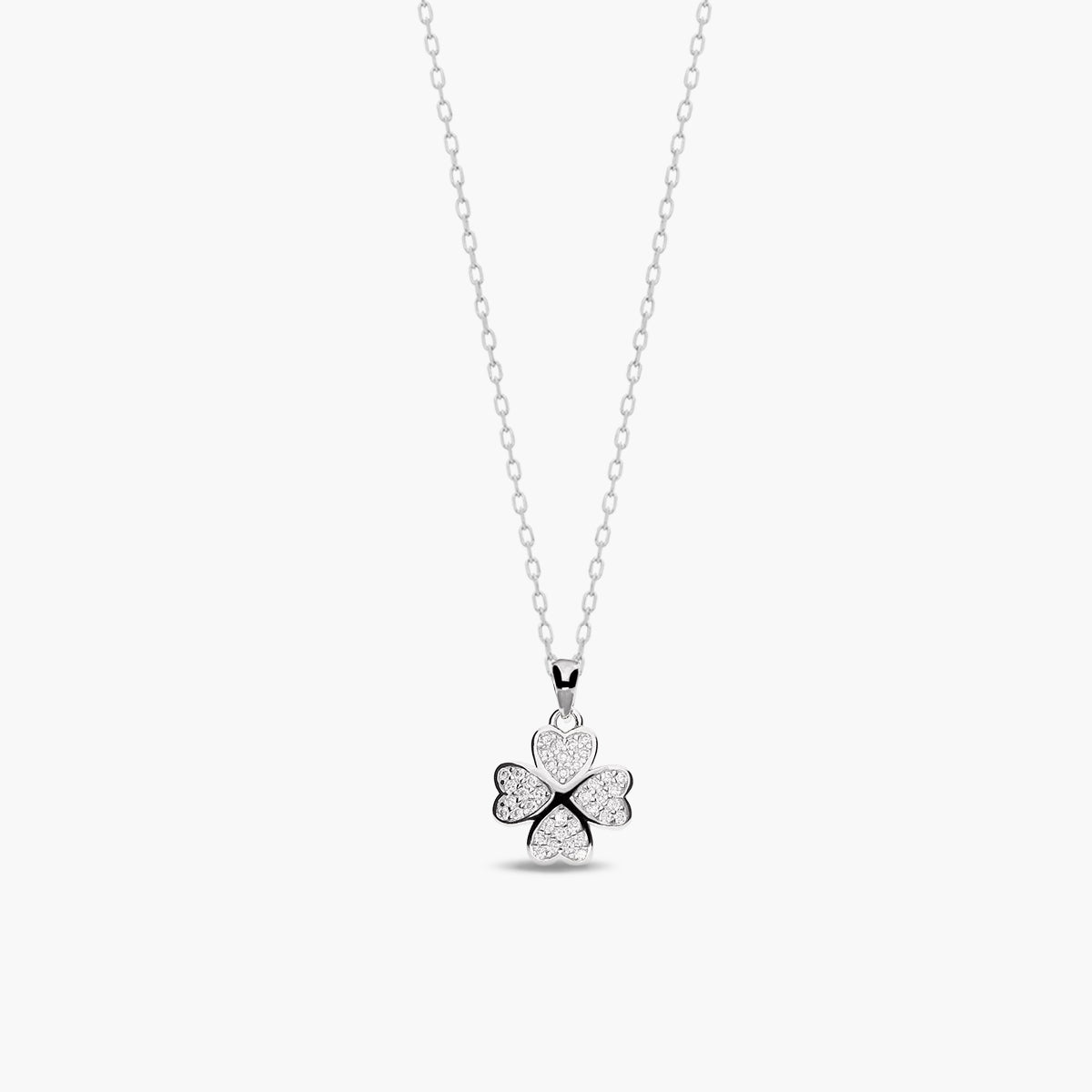 Collar trébol de plata 1ª ley circonitas 12 mm