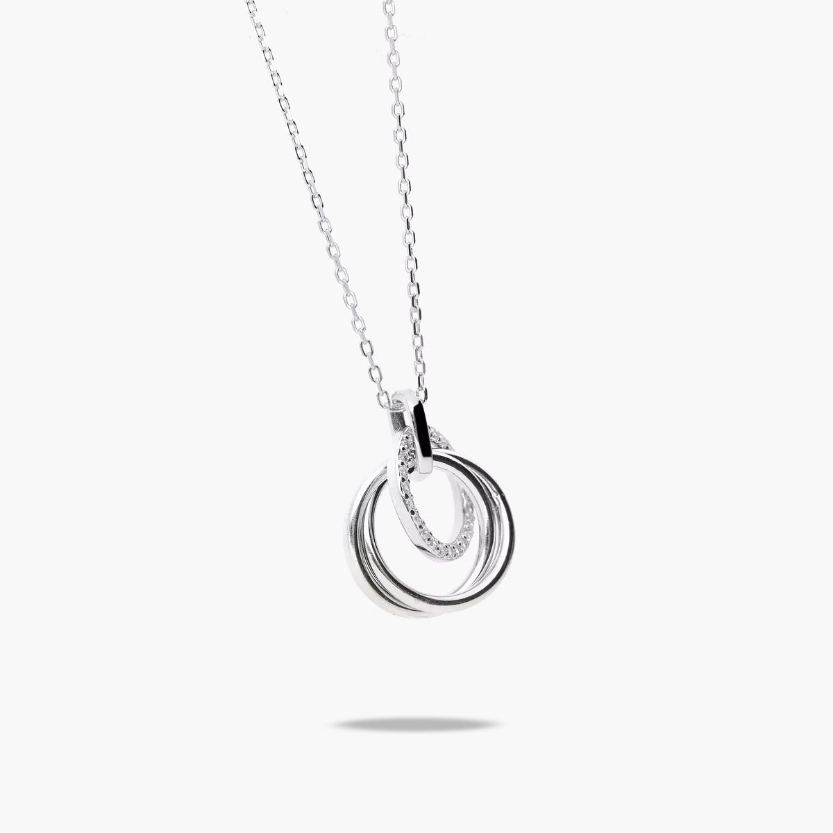 Collar doble círculo de plata 1ª ley circonitas 13 mm