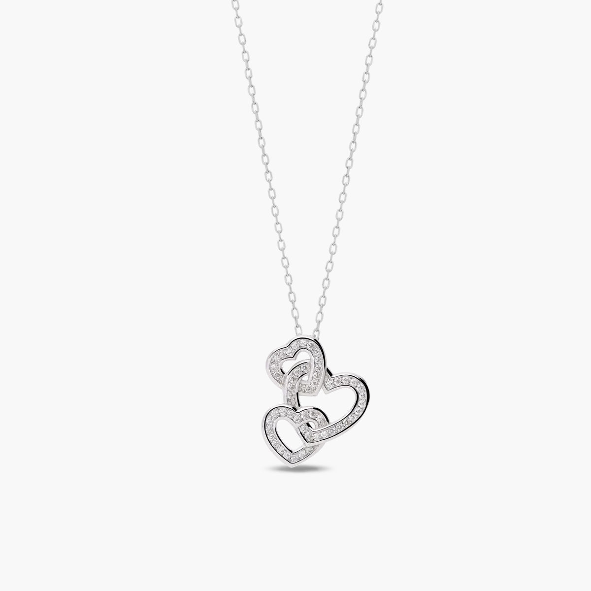 Collar corazones de plata 1ª ley circonitas 20 mm