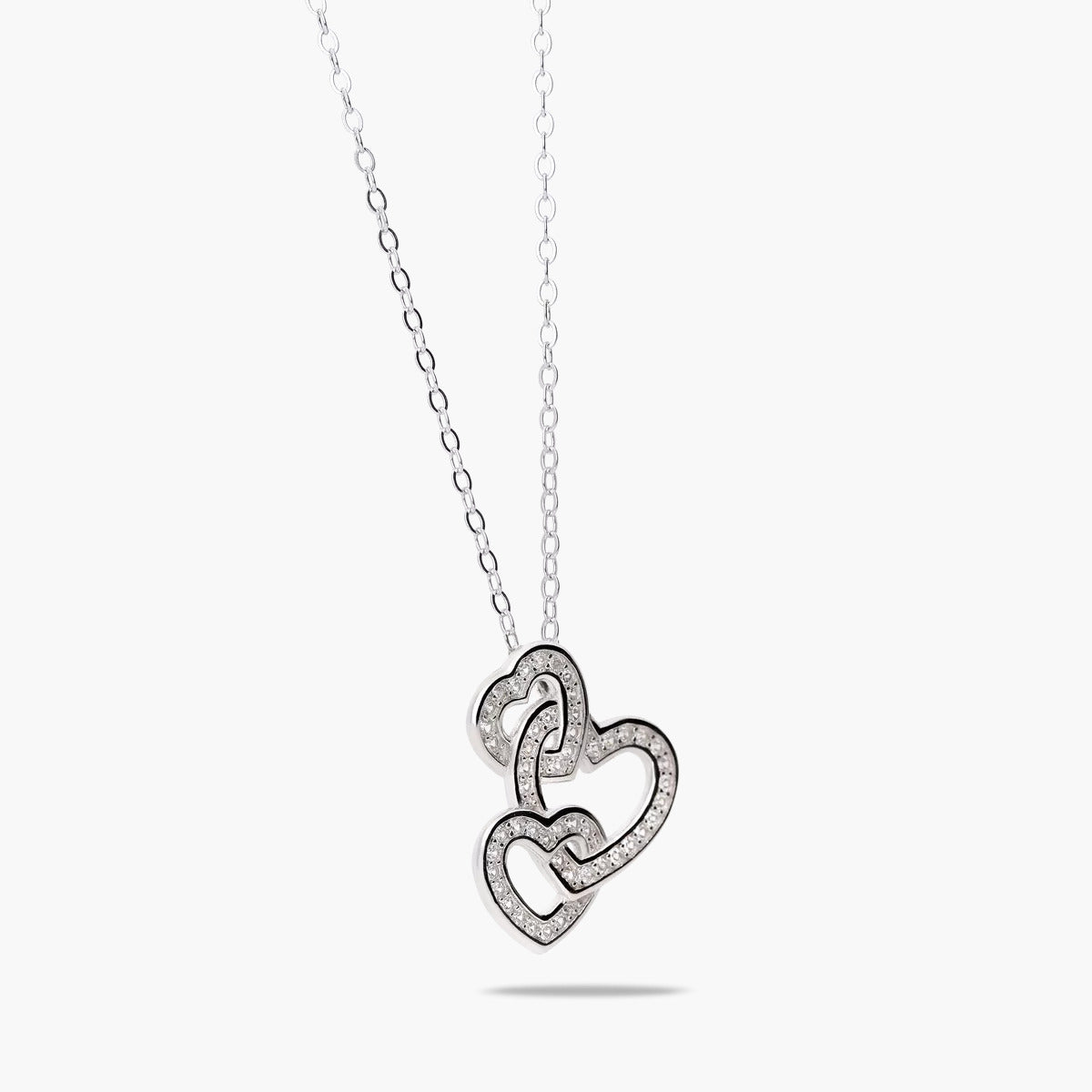 Collar corazones de plata 1ª ley circonitas 20 mm
