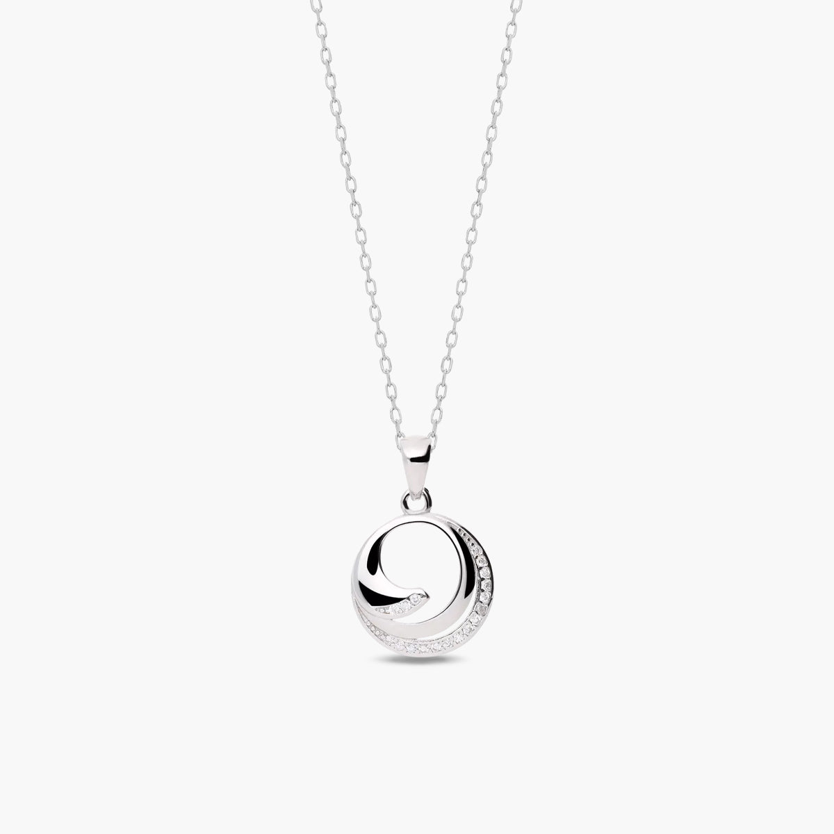 Collar silueta círculo de plata 1ª ley circonitas 14 mm