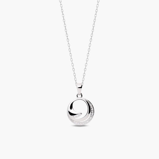 Collar silueta círculo de plata 1ª ley circonitas 14 mm