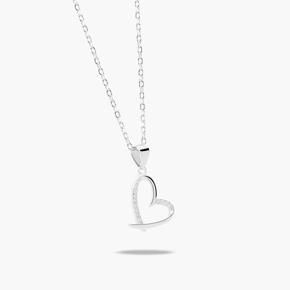 Collar silueta corazón de plata 1ª ley circonitas 14 mm