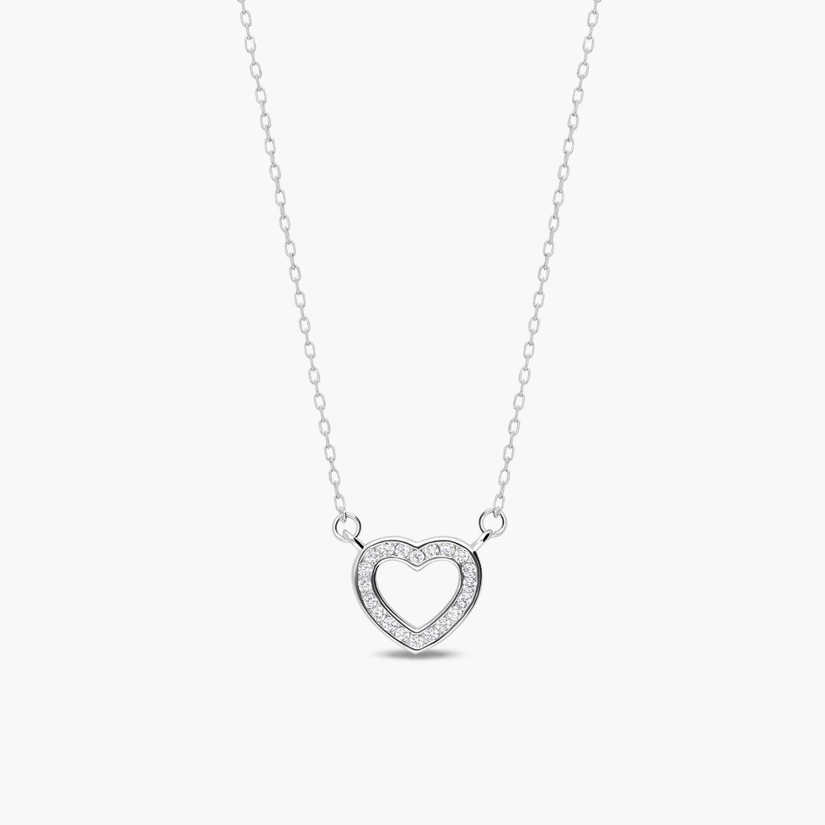 Collar silueta corazón de plata 1ª ley circonitas 10 mm