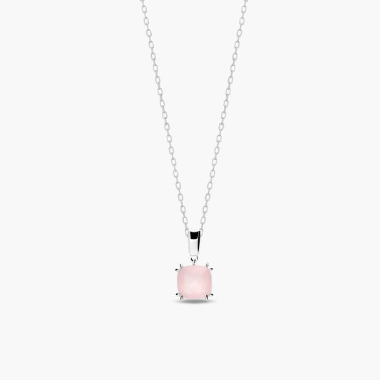 Collar de plata 1ª ley cuarzo rosa 11 mm HOPE