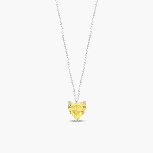 Collar corazón amarillo de plata 1ª ley circonita 6 mm FANCY LOVE