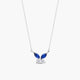 Collar mariposa de plata 1ª ley circonitas blanca y azul 8 mm