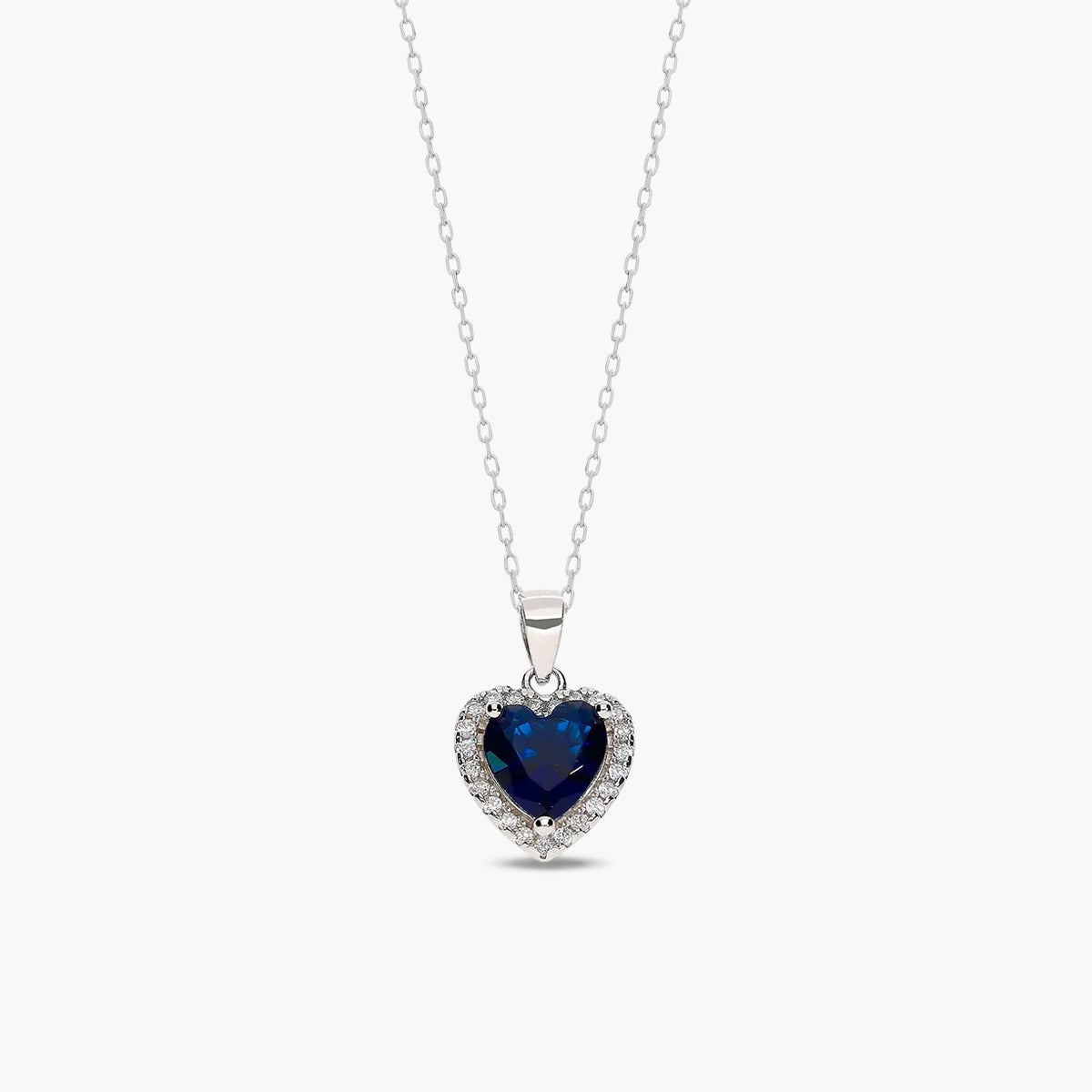 Collar corazón azul de plata 1ª ley circonitas 11 mm