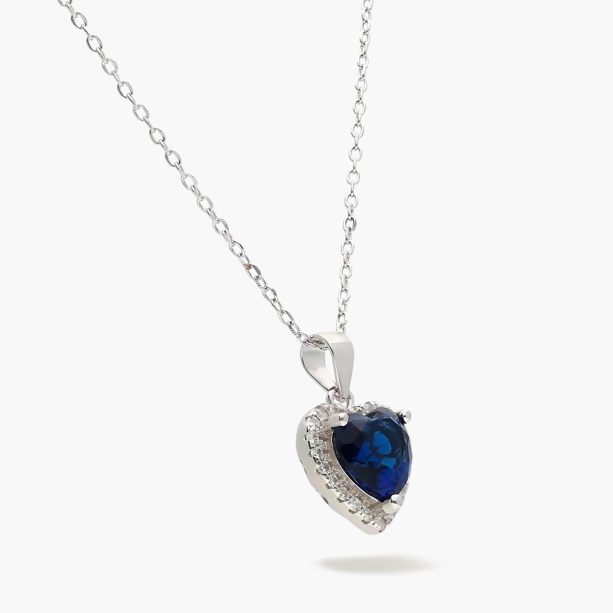 Collar corazón azul de plata 1ª ley circonitas 11 mm
