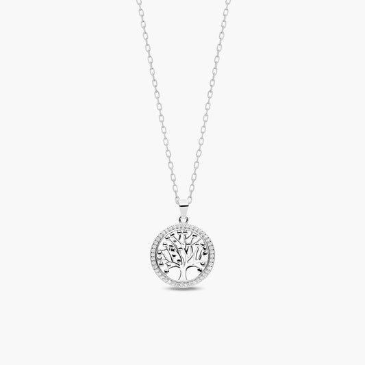 Collar árbol de la vida de plata 1ª ley circonitas 19 mm TREE OF LIFE