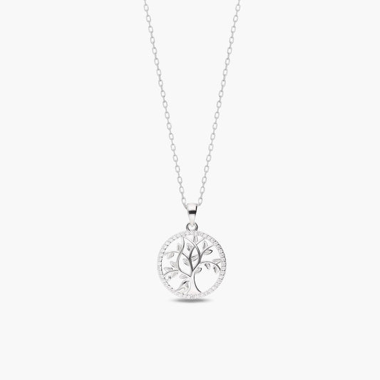 Collar árbol de la vida de plata 1ª ley circonitas 18 mm TREE OF LIFE