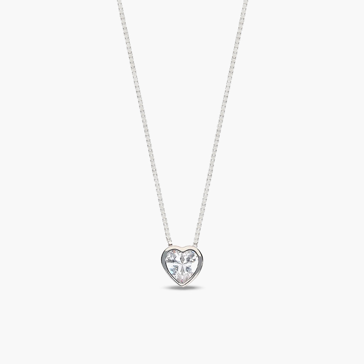 Collar corazón de plata 1ª ley circonitas 5 mm
