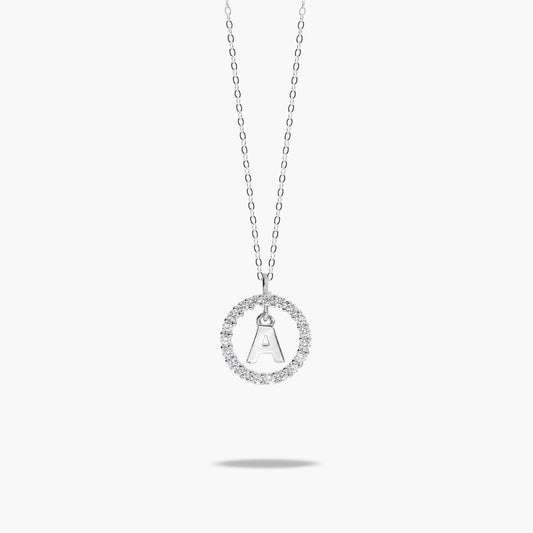 Collar de plata 1ª ley circonitas A ALPHABET SILVER