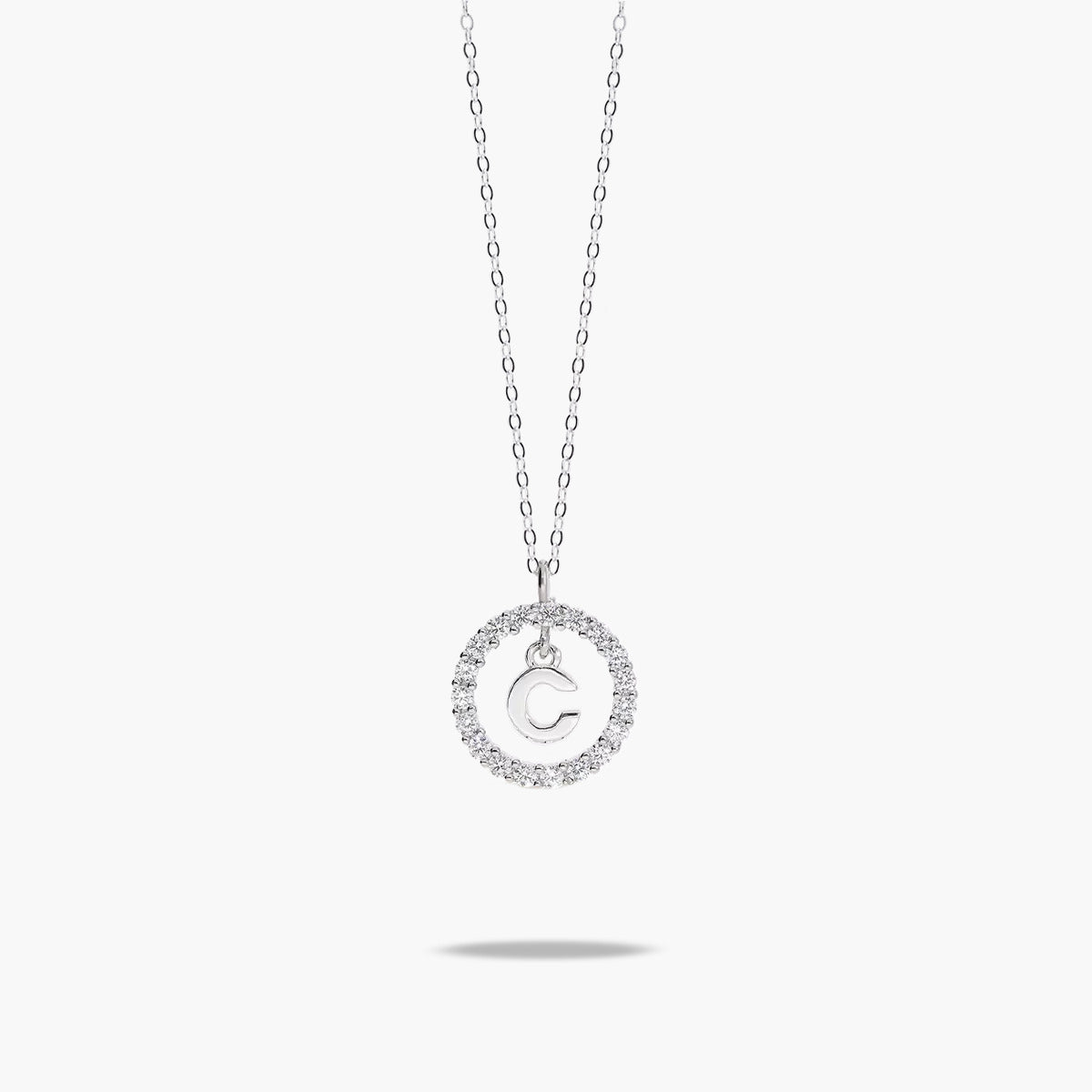 Collar de plata 1ª ley circonitas C ALPHABET SILVER