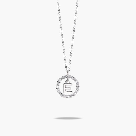 Collar de plata 1ª ley circonitas E ALPHABET SILVER