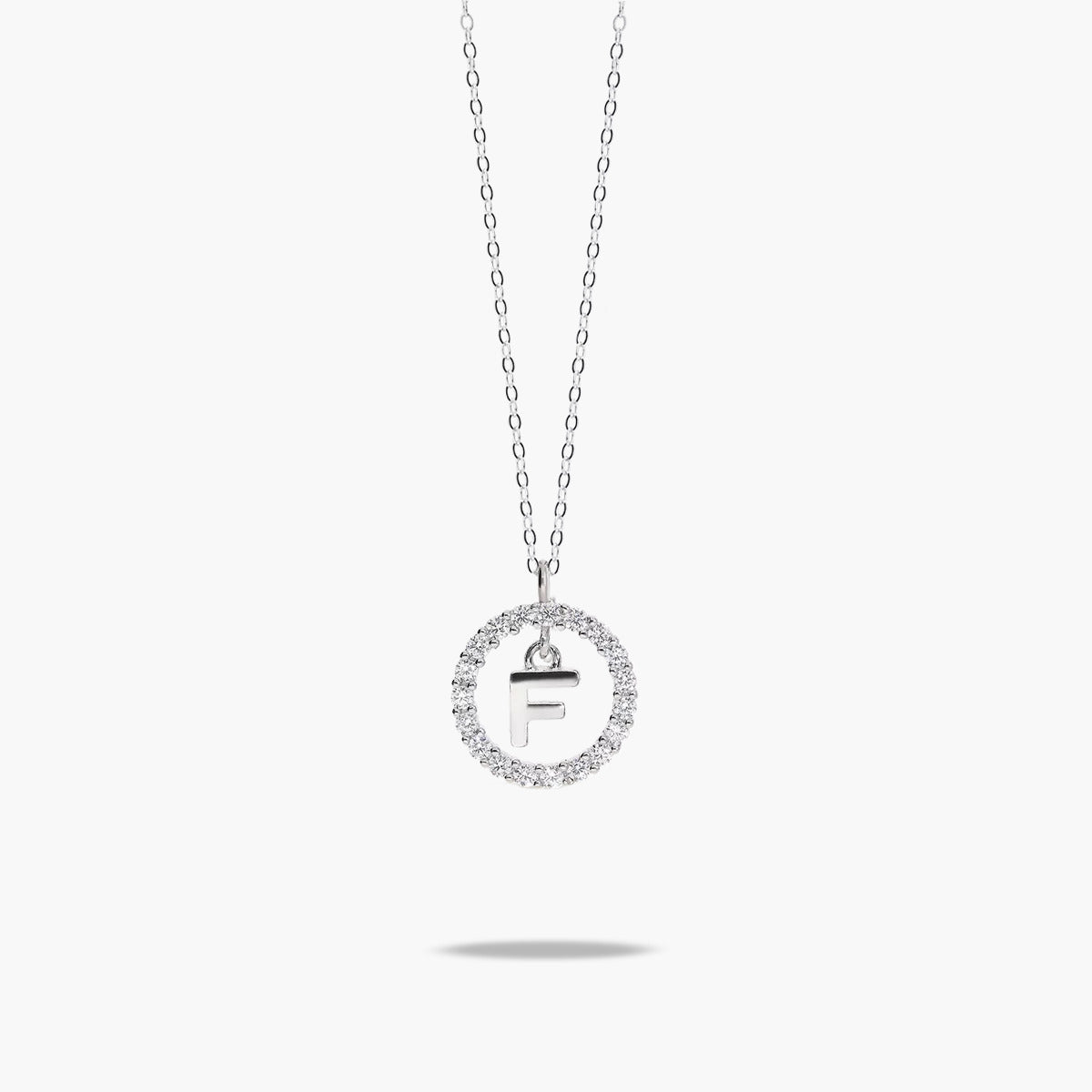 Collar de plata 1ª ley circonitas F ALPHABET SILVER