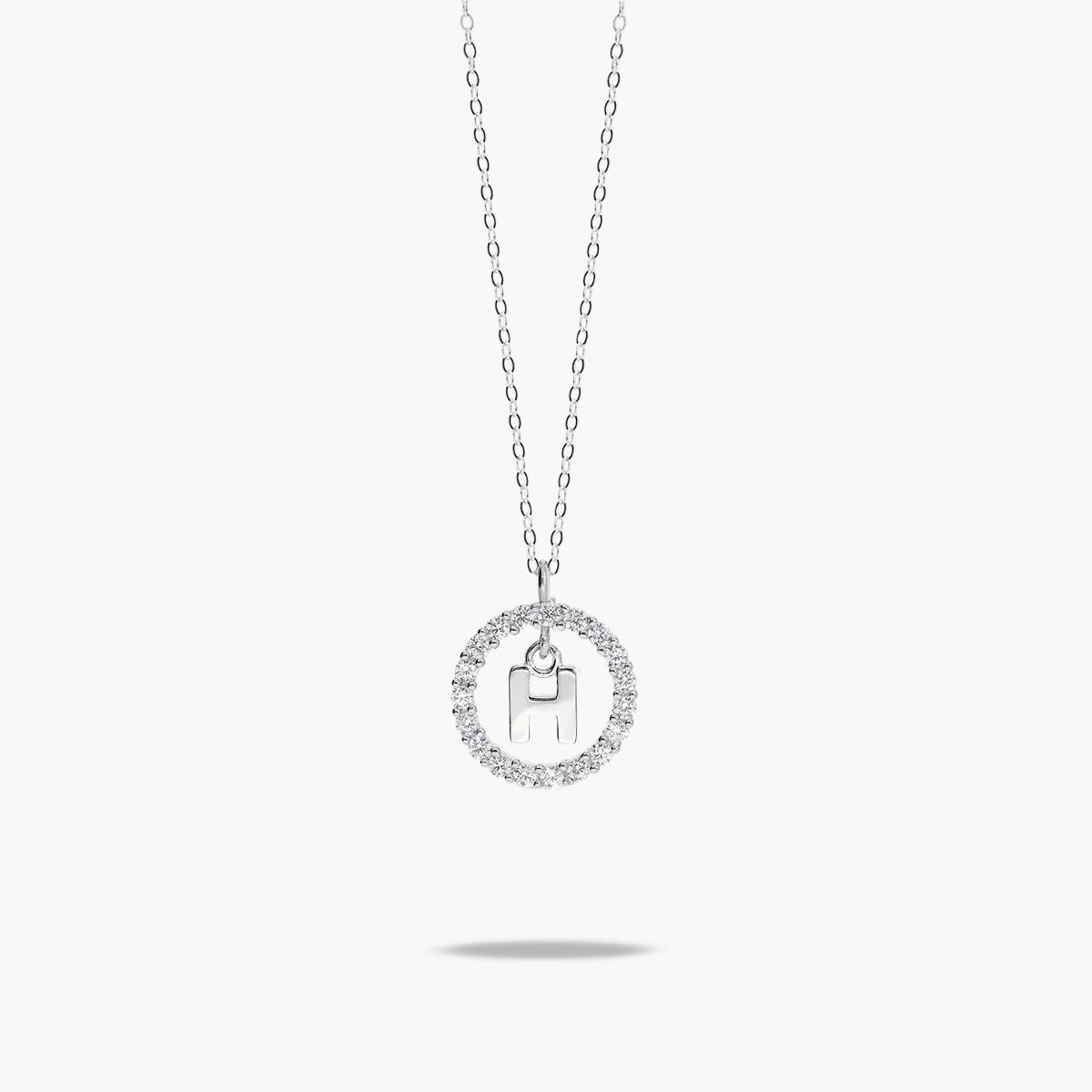 Collar de plata 1ª ley circonitas H ALPHABET SILVER