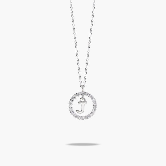 Collar de plata 1ª ley circonitas J ALPHABET SILVER