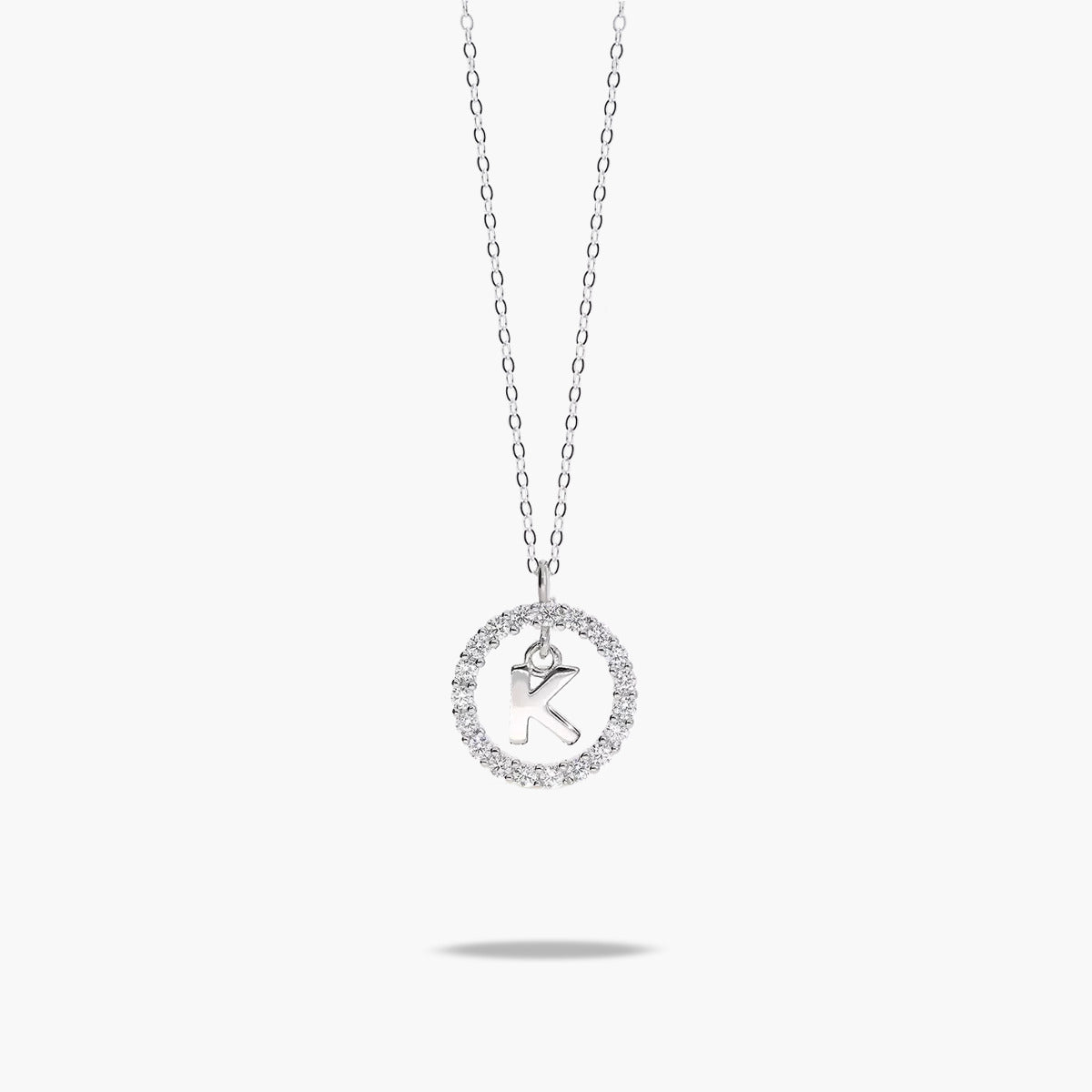 Collar de plata 1ª ley circonitas K ALPHABET SILVER