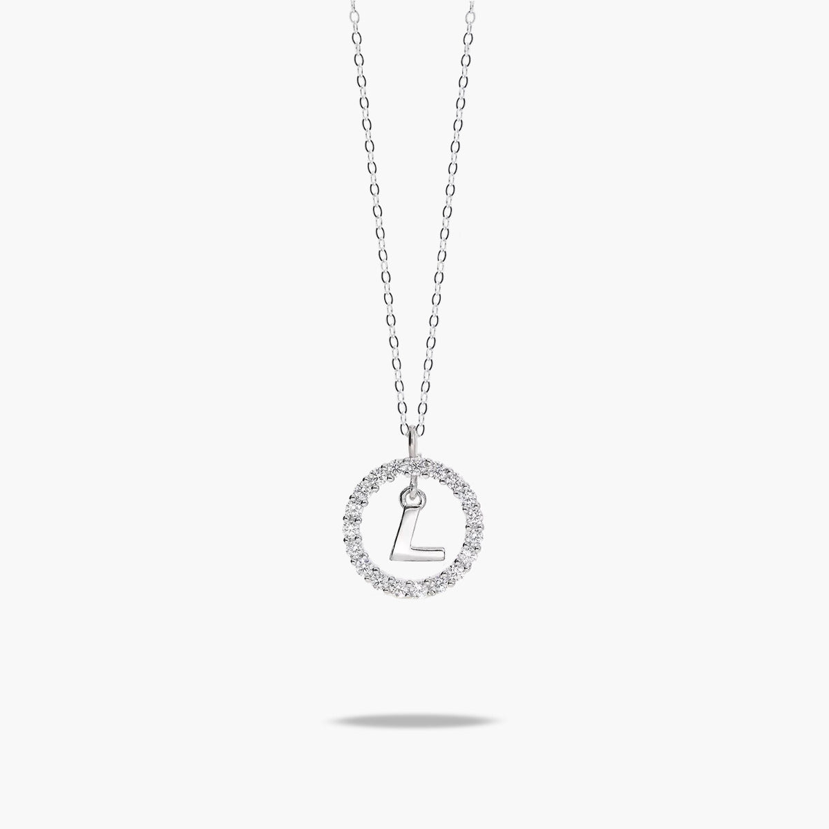 Collar de plata 1ª ley circonitas L ALPHABET SILVER