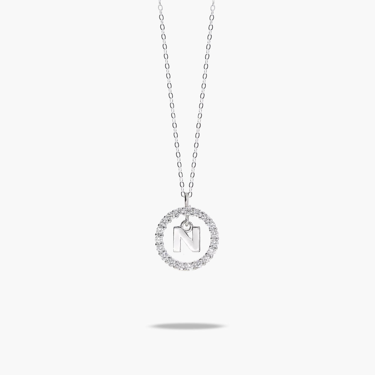 Collar de plata 1ª ley circonitas N ALPHABET SILVER