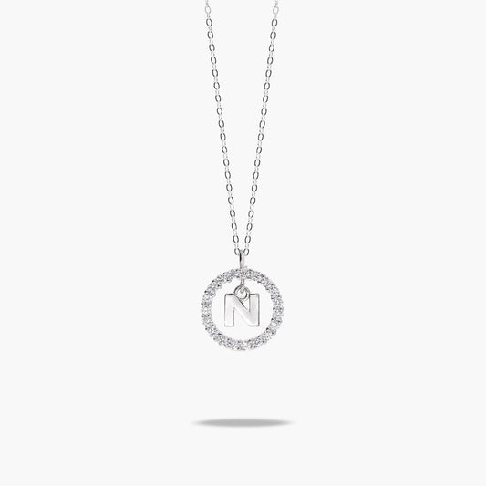 Collar de plata 1ª ley circonitas N ALPHABET SILVER