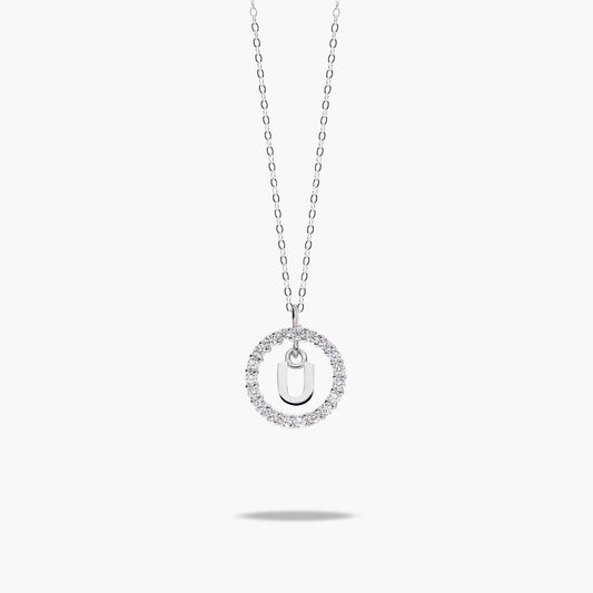 Collar de plata 1ª ley circonitas U ALPHABET SILVER