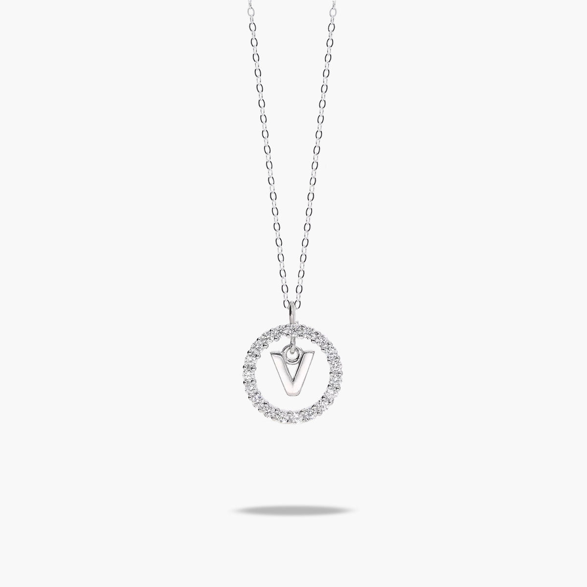 Collar de plata 1ª ley circonitas V ALPHABET SILVER